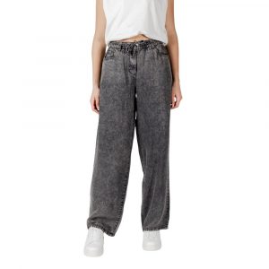 Schwarze Lyocell-Hose mit weiter Beinweite