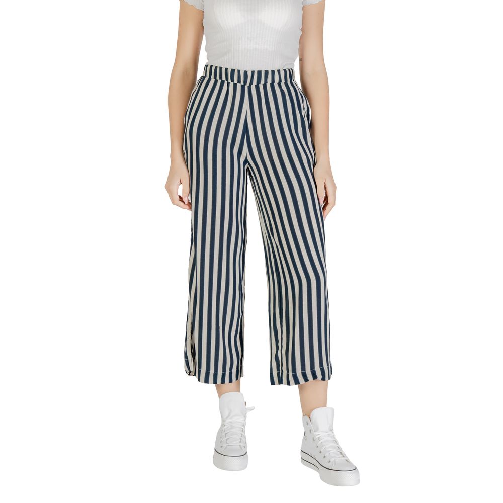 Blaue Viskose-Cropped-Hose