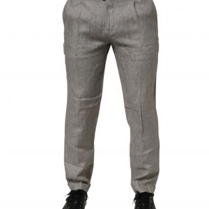 Graue Herren-Anzugshose mit mittlerer Bundhöhe und schmaler Passform